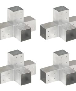 vidaXL Paalverbindingen 4 st X-vorm 81x81 mm gegalvaniseerd metaal