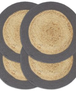 vidaXL Placemats 4 st 38 cm jute en katoen natuurlijk en antraciet