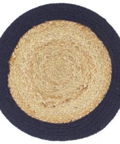 vidaXL Placemats 4 st 38 cm jute en katoen natuurlijk en marineblauw