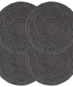 vidaXL Placemats 4 st rond 38 cm jute donkergrijs