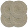 vidaXL Placemats 4 st rond 38 cm jute effen grijs