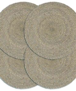 vidaXL Placemats 4 st rond 38 cm jute effen grijs