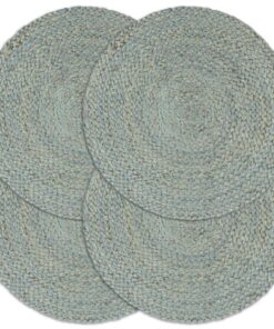 vidaXL Placemats 4 st rond 38 cm jute olijfgroen