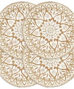 vidaXL Placemats 4 st rond 38 cm jute wit