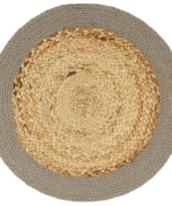 vidaXL Placemats 6 st 38 cm jute en katoen natuurlijk en grijs