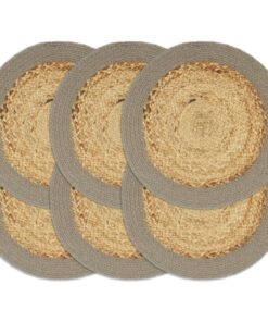 vidaXL Placemats 6 st 38 cm jute en katoen natuurlijk en grijs