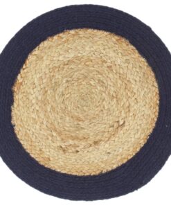 vidaXL Placemats 6 st 38 cm jute en katoen natuurlijk en marineblauw