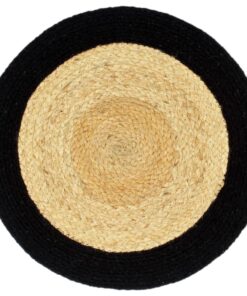 vidaXL Placemats 6 st 38 cm jute en katoen natuurlijk en zwart
