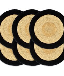 vidaXL Placemats 6 st 38 cm jute en katoen natuurlijk en zwart