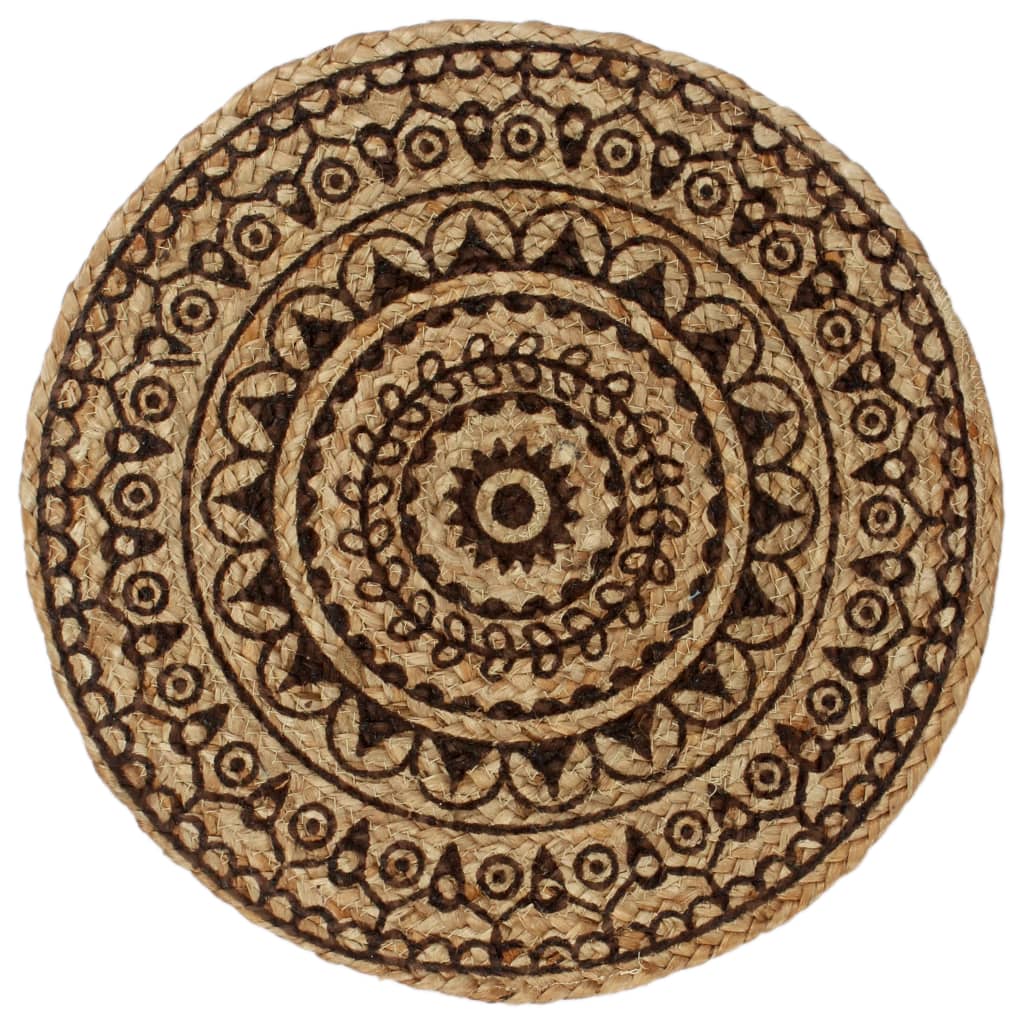 vidaXL Placemats 6 st rond 38 cm jute donkerbruin