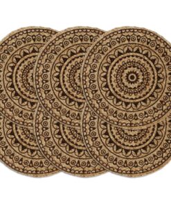 vidaXL Placemats 6 st rond 38 cm jute donkerbruin