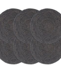 vidaXL Placemats 6 st rond 38 cm jute donkergrijs