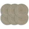 vidaXL Placemats 6 st rond 38 cm jute effen grijs