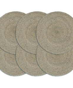 vidaXL Placemats 6 st rond 38 cm jute effen grijs