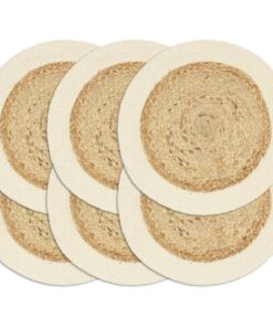 vidaXL Placemats 6 st rond 38 cm jute en katoen natuurlijk