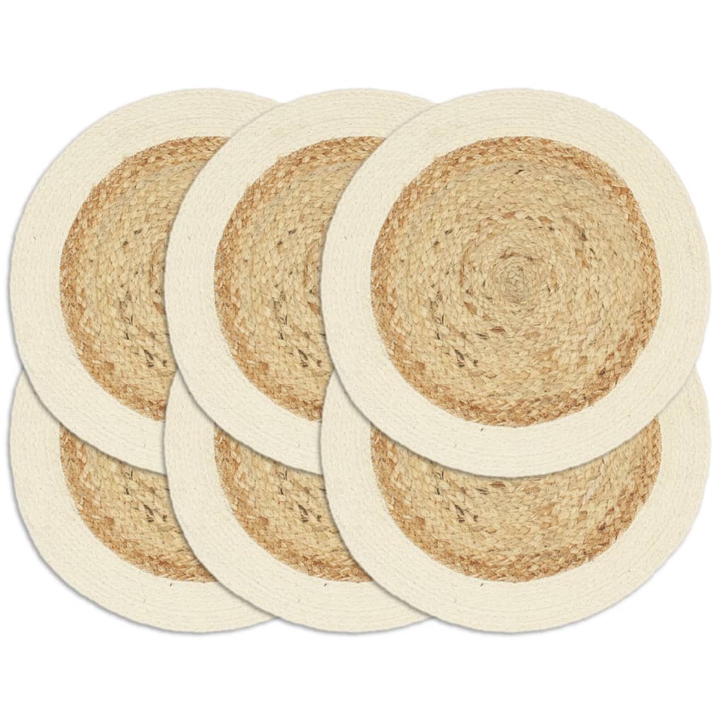 vidaXL Placemats 6 st rond 38 cm jute en katoen natuurlijk