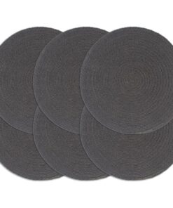 vidaXL Placemats 6 st rond 38 cm katoen effen donkergrijs