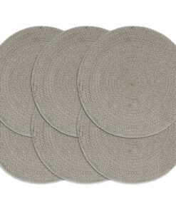 vidaXL Placemats 6 st rond 38 cm katoen effen grijs