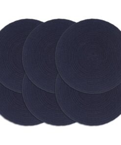 vidaXL Placemats 6 st rond 38 cm katoen effen marineblauw