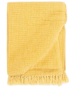 vidaXL Plaid 125x150 cm katoen mosterdgeel