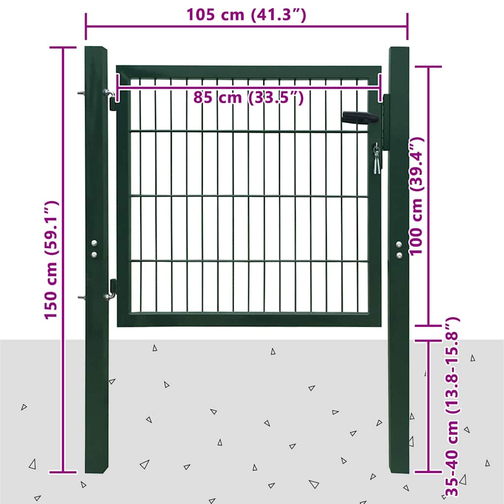 vidaXL Poort 100x100 cm staal groen - Image 6