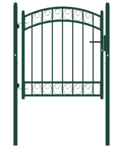 vidaXL Poort met gebogen bovenkant 100x100 cm staal groen