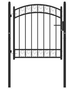 vidaXL Poort met gebogen bovenkant 100x100 cm staal zwart