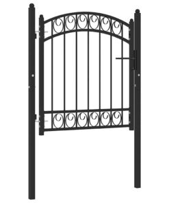 vidaXL Poort met gebogen bovenkant 100x100 cm staal zwart