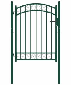 vidaXL Poort met gebogen bovenkant 100x125 cm staal groen