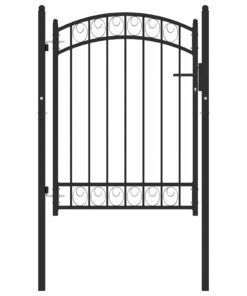 vidaXL Poort met gebogen bovenkant 100x125 cm staal zwart