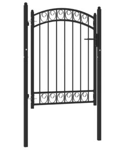 vidaXL Poort met gebogen bovenkant 100x125 cm staal zwart