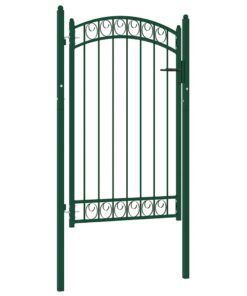 vidaXL Poort met gebogen bovenkant 100x150 cm staal groen