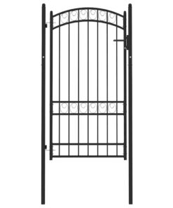 vidaXL Poort met gebogen bovenkant 100x175 cm staal zwart