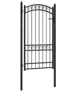 vidaXL Poort met gebogen bovenkant 100x175 cm staal zwart