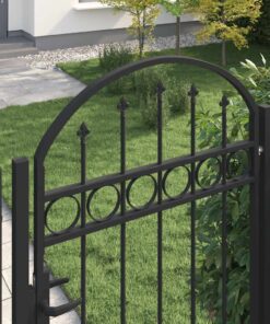 vidaXL Poort met gebogen bovenkant 100x250 cm staal zwart