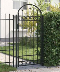 vidaXL Poort met gebogen bovenkant 89x200 cm staal zwart