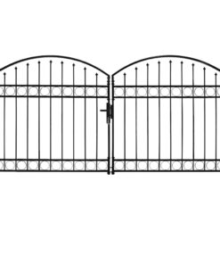 vidaXL Poort met gebogen bovenkant dubbel 300x125 cm staal zwart