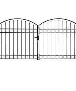 vidaXL Poort met gebogen bovenkant dubbel 300x150 cm staal zwart