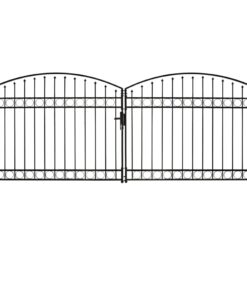 vidaXL Poort met gebogen bovenkant dubbel 400x175 cm staal zwart