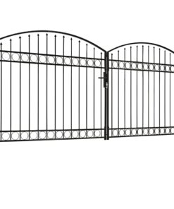 vidaXL Poort met gebogen bovenkant dubbel 400x200 cm staal zwart