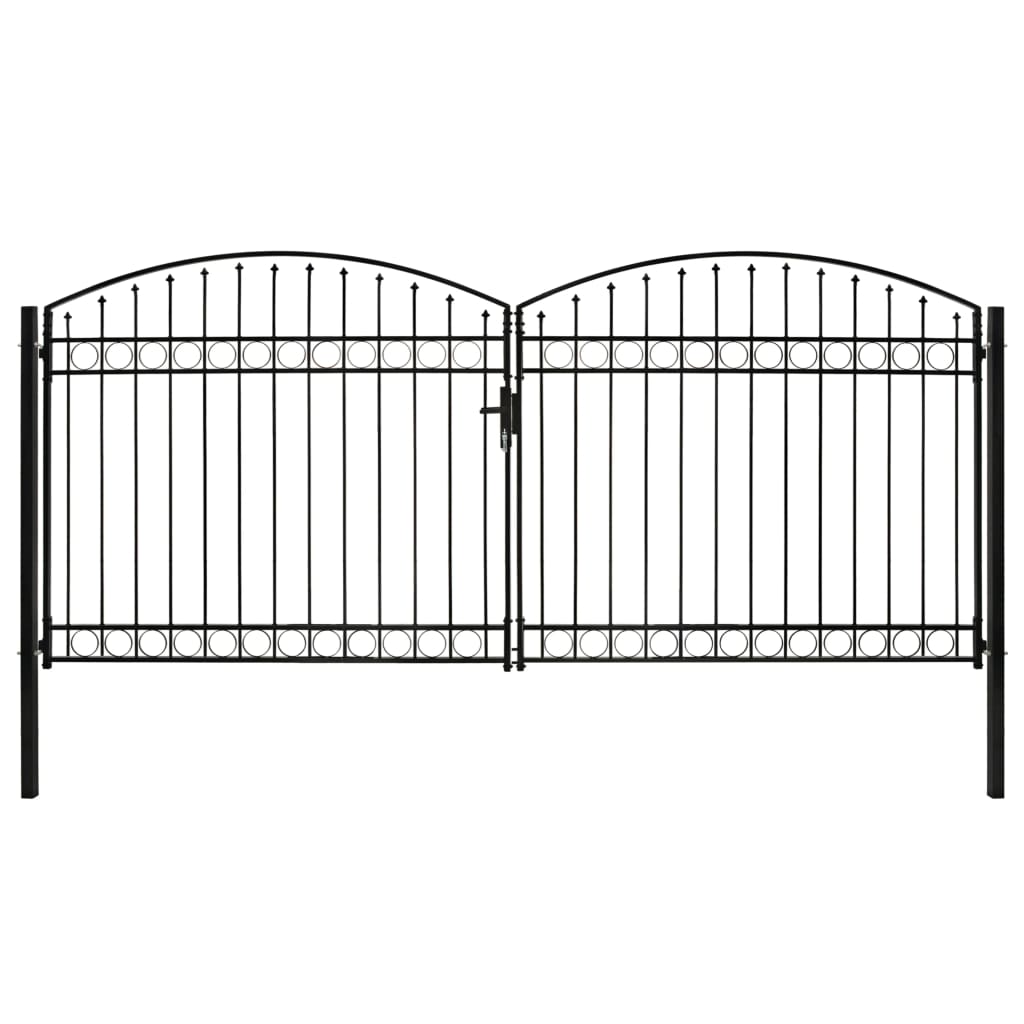 vidaXL Poort met gebogen bovenkant dubbel 400x200 cm staal zwart