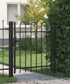 vidaXL Poort met gebogen bovenkant enkel 1x1 m staal zwart