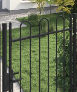 vidaXL Poort met gebogen bovenkant enkel 1x2 m staal zwart
