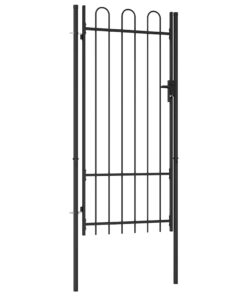 vidaXL Poort met gebogen bovenkant enkel 1x2 m staal zwart