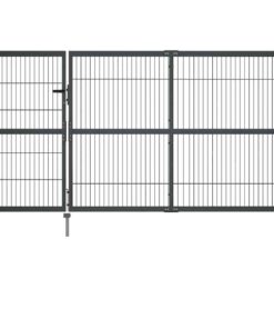 vidaXL Poort met palen 350x140 cm staal antraciet