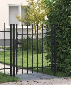 vidaXL Poort met puntige bovenkant enkel 1x1 m staal zwart
