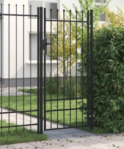 vidaXL Poort met puntige bovenkant enkel 1x2 m staal zwart