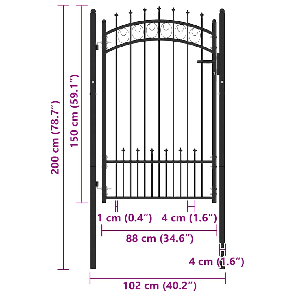 vidaXL Poort met speerpunten 100x150 cm staal zwart - Image 5