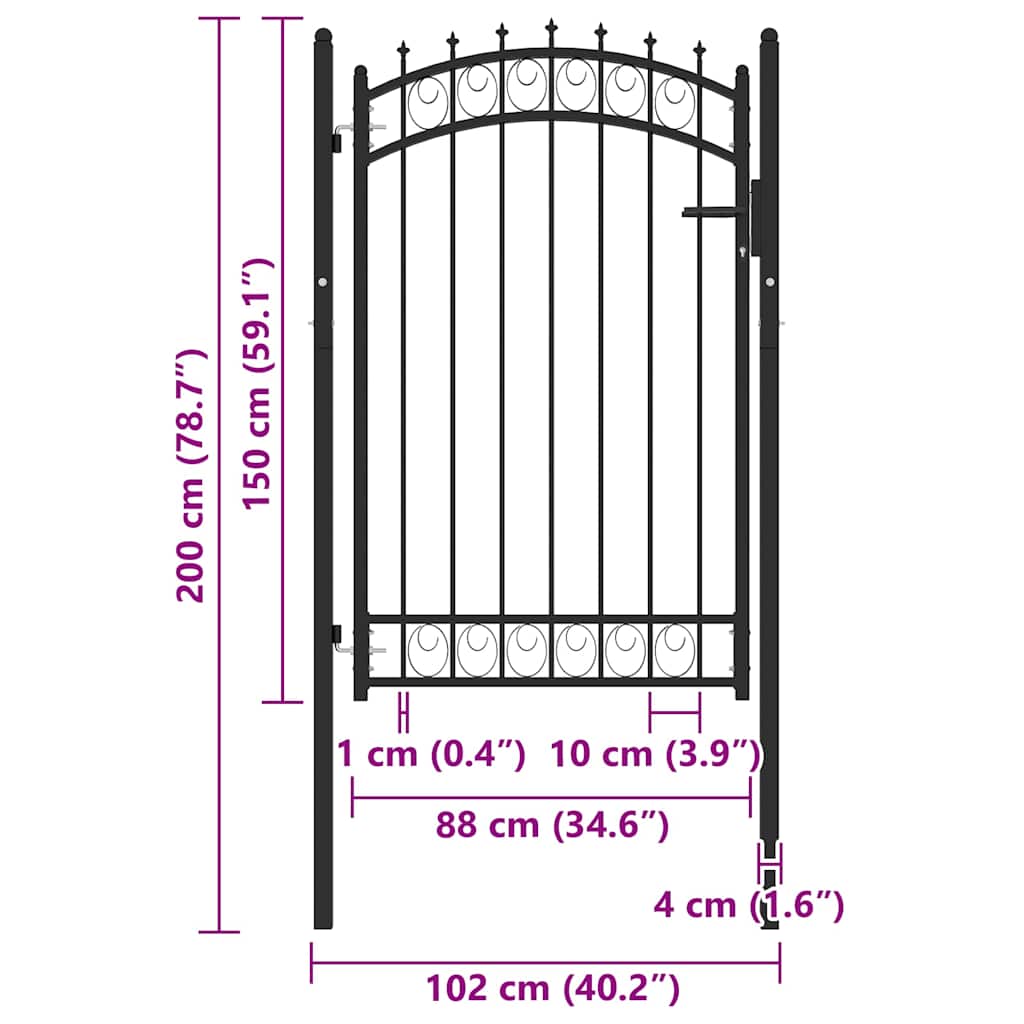 vidaXL Poort met speerpunten 100x150 cm staal zwart - Image 5
