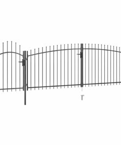 vidaXL Poort met speren bovenkant 5x2 m zwart